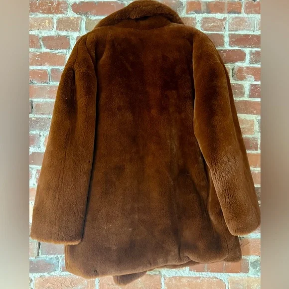 Topshop Women’s Ally Brown Soft Teddy Bear Faux Fur Coat size 12 - Picture 4 of 10
